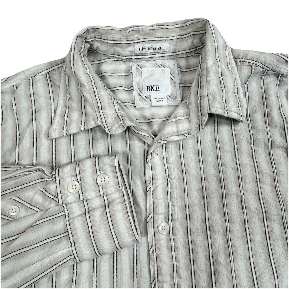 Buckle BKE Slim Fit Stretch Button Down Shirt Men's Large Stripe Casual Country